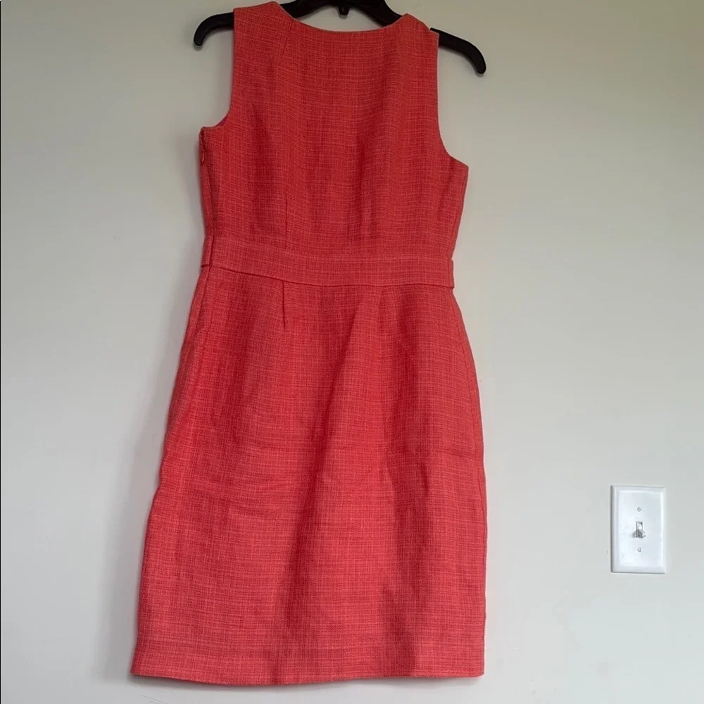 J. Crew Orange Sheath Midi Dress Sleeveless Crew Neck